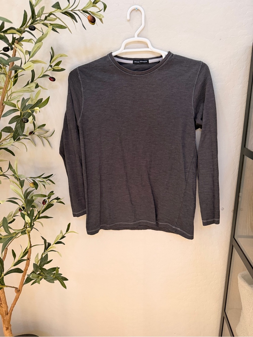Michael Brandon Men's Long Sleeve Crewneck Shirt - Charcoal Gray